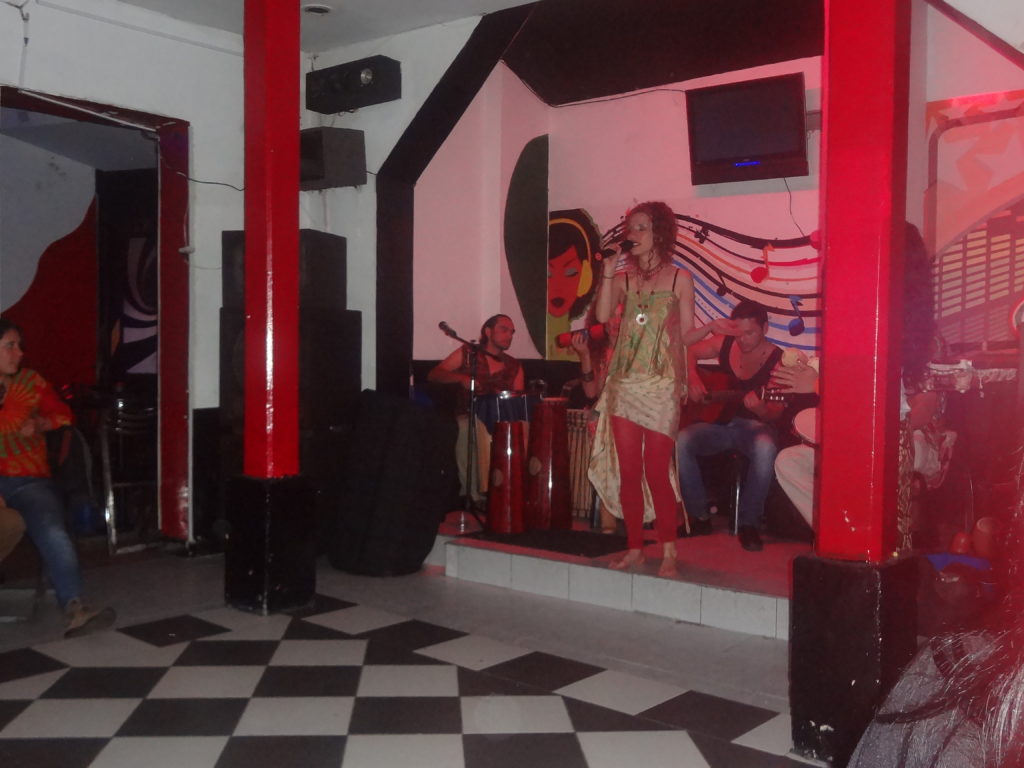 Afro-Colombian band performing at a local showcase. 